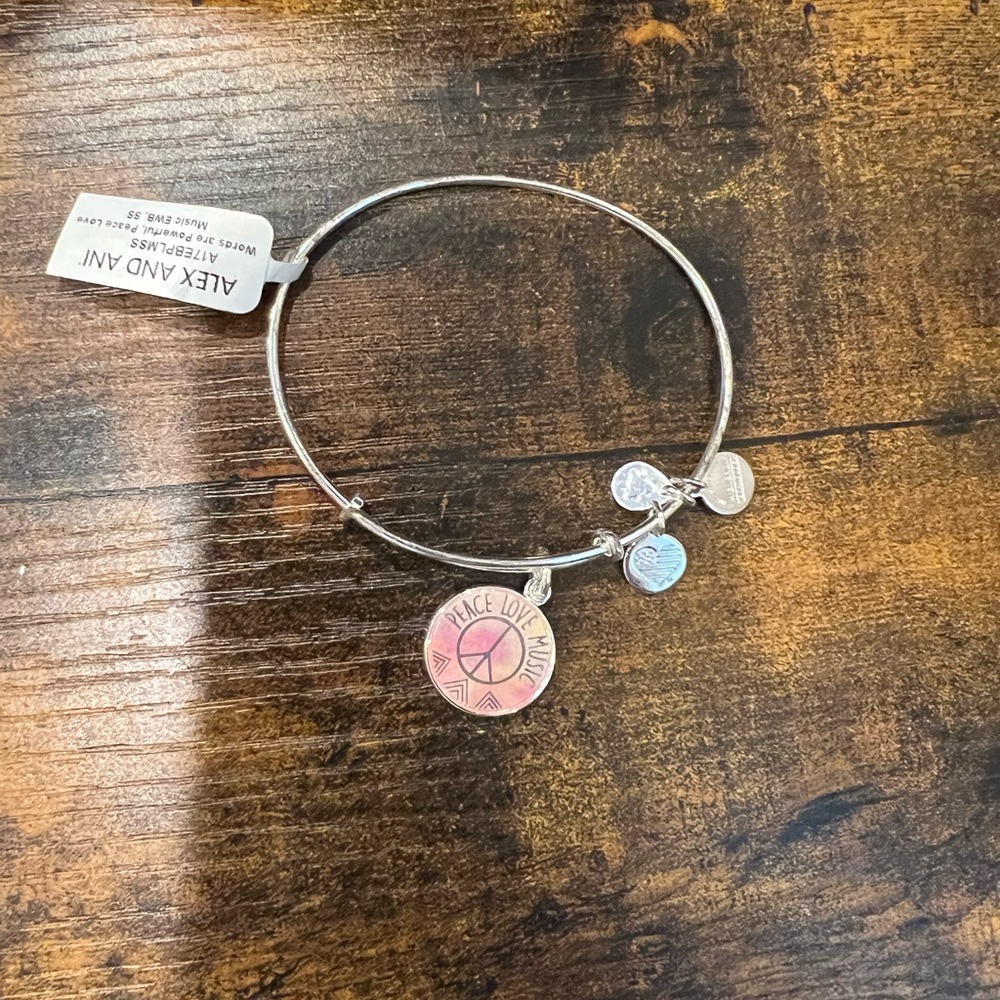 NWT Alex and Ani Peace, Love, Music Bangle